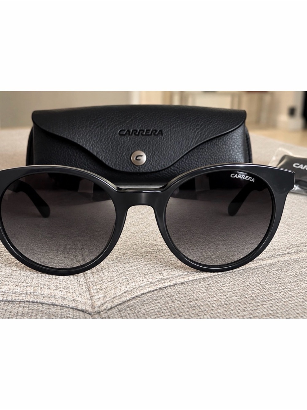 Carrera Black Round Sunglasses with Gradient Lenses